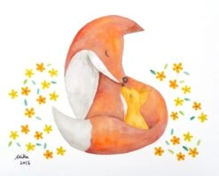 Fox Nursery Art Print, New Mom Christmas Gift, Woodland Nursery Décor, Gender Neutral Baby Shower Gift, Sweet Animal Mom And Baby Wall Art