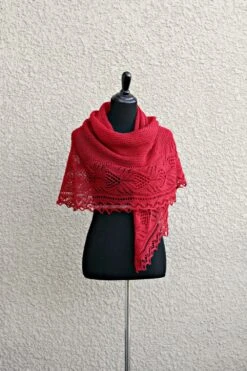 Christmas Gift Knit Shawl, Red Shawl, Wedding Shawl, Bridesmaids Shawl, Event Shawl, Lace Shawl, Knitted Wrap Gift For Her Crimson Red Shawl