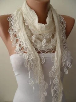 Woman Scarf, Unique Gifts, Lace Scarf, Personalized Gifts, Linen Scarf, Best Holiday Gift, Christmas Gift For Women, Gift For Her, Mom Gift