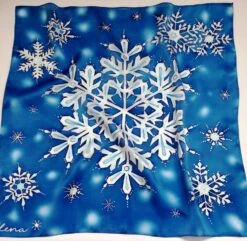 Small Blue Square Silk Scarf Handpainted, Christmas Gift For Her, Hand Crafted Scarves, Gift For Women, Snowflake Scarf -Jewellery Soldes Boutique il fullxfull.1037549916 afby
