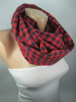 Red Plaid Infinity Scarf Unique Gift For Women Winter Accessories Cotton Flannel Scarf Christmas Gift For Her For Him For Mom Women Scarf -Jewellery Soldes Boutique il fullxfull.1044145846 einr