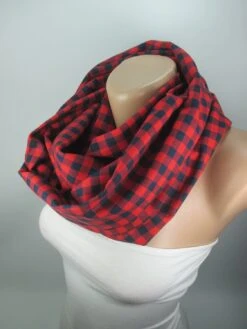 Red Plaid Infinity Scarf Unique Gift For Women Winter Accessories Cotton Flannel Scarf Christmas Gift For Her For Him For Mom Women Scarf -Jewellery Soldes Boutique il fullxfull.1044145852 2azb