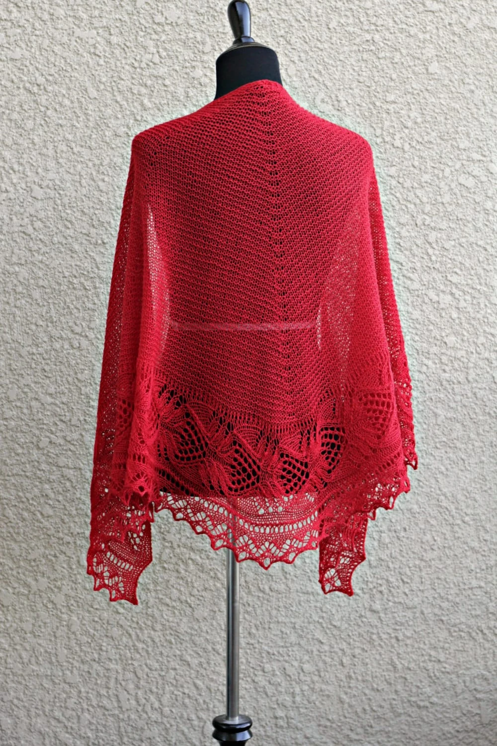Christmas Gift Knit Shawl, Wool Shawl, Red Shawl, Lace Shawl, Knitted Wrap Gift For Her Crimson Red Shawl 5 Christmas Gift Knit Shawl, Wool Shawl, Red Shawl, Lace Shawl, Knitted Wrap Gift For Her Crimson Red Shawl - Image 3