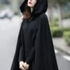 Black Hooded Wool Coat ,wool Cloak Cape, Women Wool Winter Coat Long Jacket, Christmas Gift Coat, Black Wool Coat Cape Cloak -Jewellery Soldes Boutique il fullxfull.1048642728 dhl2