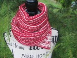 Red Woolen Knitted Scarf. Winter Scarf, Unisex, Gift For Women, Gift For Women, Christmas. Norwegian Scandinavian Scarf. Wool 100% Handmade