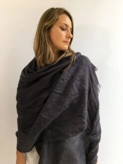 Dark Grey Oversized Scarf, Linen Shawl, Womens Shawl, Linen Wraps Shawl, Christmas, Extra Long Scarf, Grey Shawl, Grey Scarf, Gift For Her -Jewellery Soldes Boutique il fullxfull.1060726410 84bb