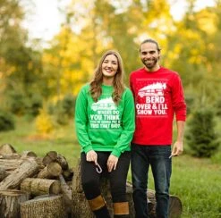 Couple Christmas Shirt Set - Where Do You Think You're Gonna Put A Tree That Big - Unisex Long Sleeve TShirts - SET OF 2 - Item 3112 & 3113