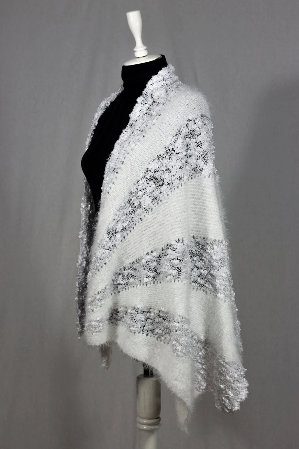 White Bridal Handknit Wings Shawl Knit Wedding Shawl Wrap Fall Winter Women Fashion Accessory Christmas Gift Ideas For Her Mom Bridesmaids 4 White Bridal Handknit Wings Shawl Knit Wedding Shawl Wrap Fall Winter Women Fashion Accessory Christmas Gift Ideas For Her Mom Bridesmaids - Image 2