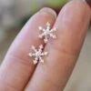 Snowflake Stud Earrings, Christmas Gift, Dainty Earrings, Sterling Silver Snowflake Stud Earrings, Sister Gift, Mother Gift, Small Stud.