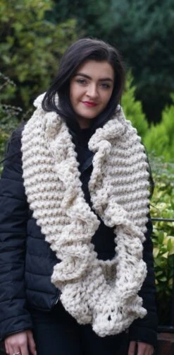Claire OUTLANDER Cowl, Cream Chunky Women Cowl, Extra Long Scarf, Wrap Around, 56" Long X 15" Wide, Soft, Gift For Her, Christmas Gift.