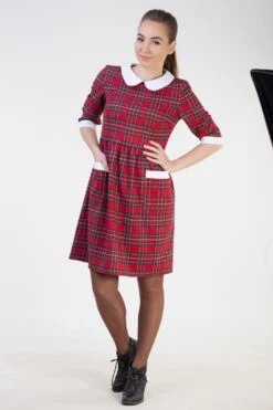 Christmas Red Plaid Dress Women Cute Womens Dress Red Tartan Dress Women Plaid Holiday Dress Women Christmas Dress Women