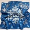 Small Blue Square Silk Scarf Handpainted, Christmas Gift For Her, Hand Crafted Scarves, Gift For Women, Snowflake Scarf -Jewellery Soldes Boutique il fullxfull.1084100641 8iil