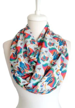 Elephant Pattern Infinity Scarf, Circle Scarf, Loop Scarf, Scarves, Shawls, Spring Fall Winter - Summer Fashion Christmas