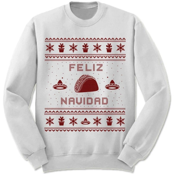 Feliz Navidad Christmas Sweater | Taco Christmas Sweatshirt | Funny Taco Christmas Sweater | Mexican Tacos Christmas Jumper | Taco Shirt 5 Feliz Navidad Christmas Sweater | Taco Christmas Sweatshirt | Funny Taco Christmas Sweater | Mexican Tacos Christmas Jumper | Taco Shirt - Image 3