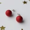 Red Studs, Red Post Earrings, Small Round Earrings, Matte Red Studs, Ball Earrings, Red Stud Earrings, Red Christmas Gift, Christmas Jewelry
