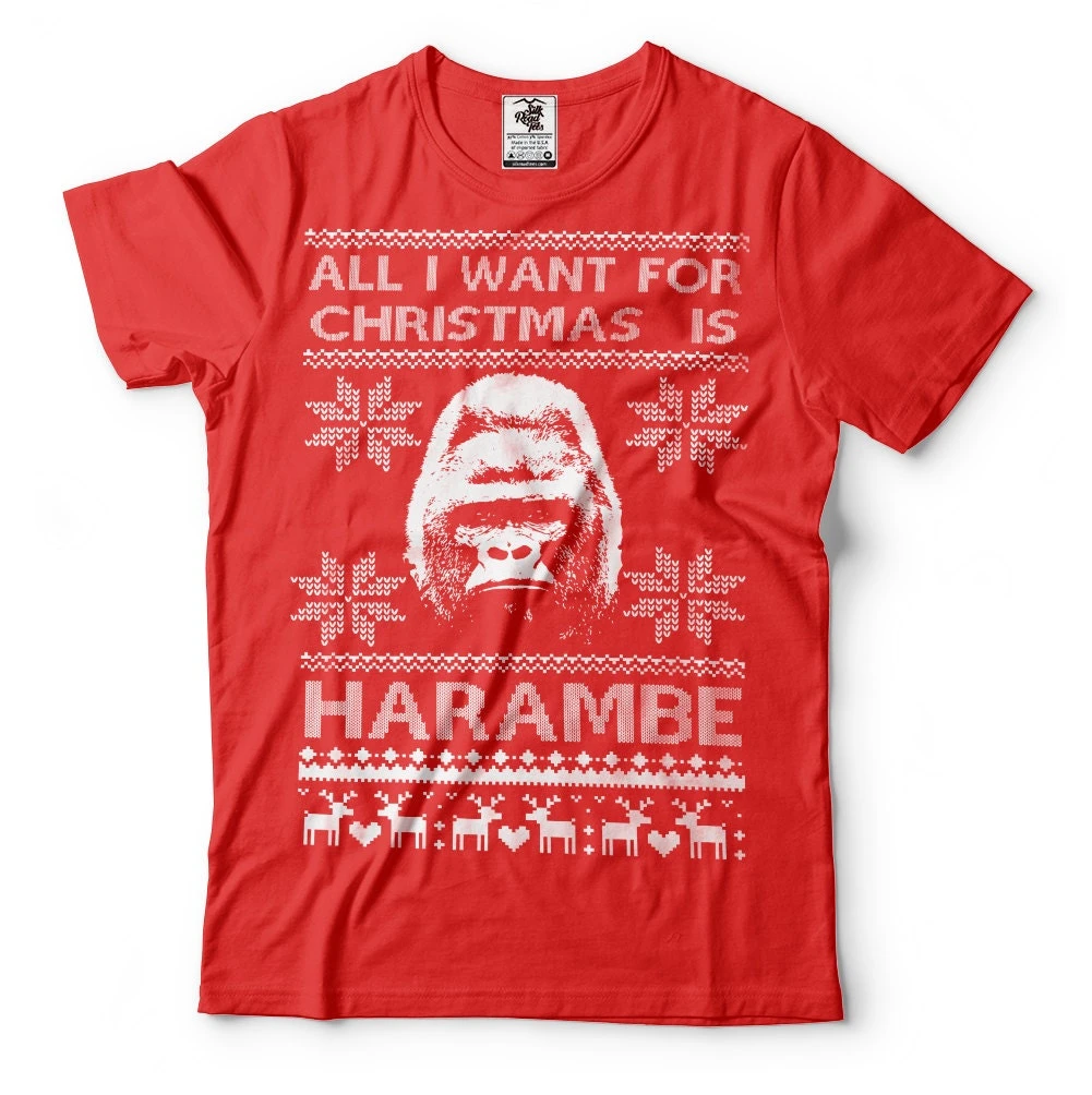 Harambe T-Shirt Funny Ugly Christmas Sweater T-Shirt Harambe RIP Meme T-Shirt 4 Harambe T-Shirt Funny Ugly Christmas Sweater T-Shirt Harambe RIP Meme T-Shirt - Image 2