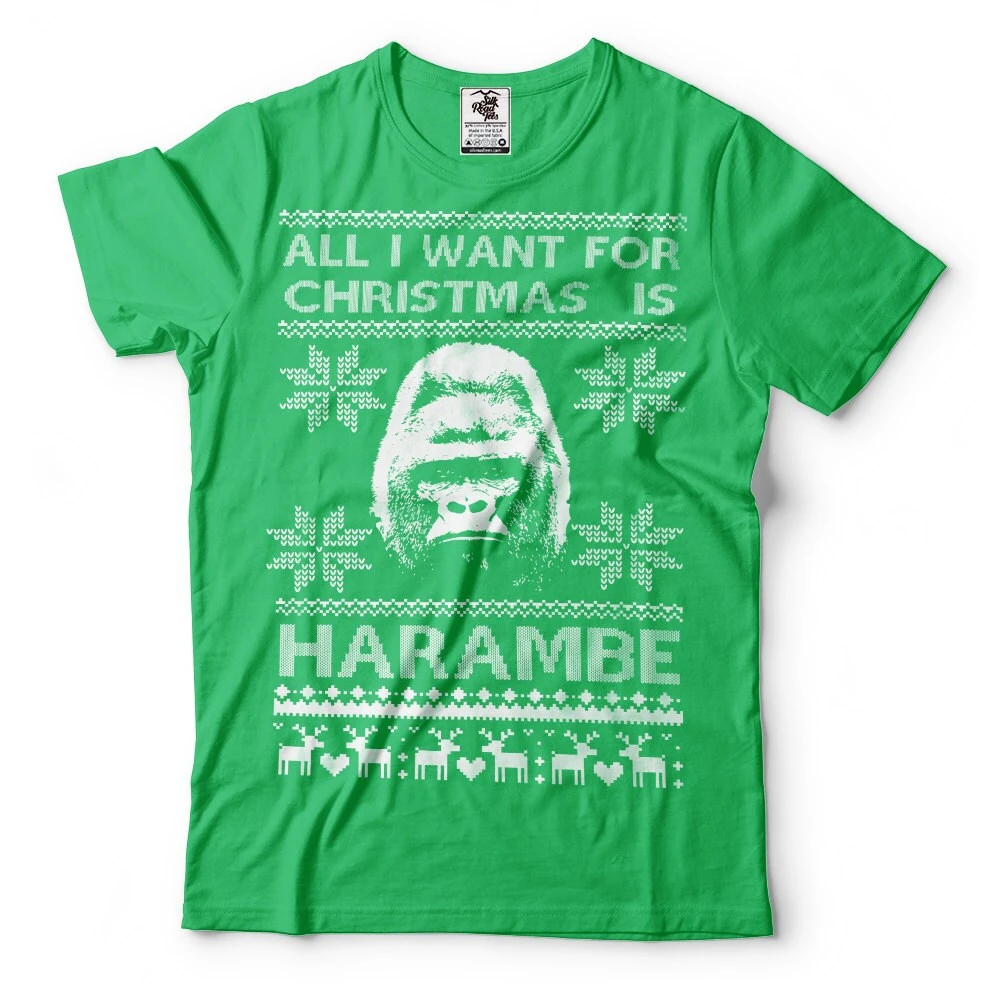 Harambe T-Shirt Funny Ugly Christmas Sweater T-Shirt Harambe RIP Meme T-Shirt 5 Harambe T-Shirt Funny Ugly Christmas Sweater T-Shirt Harambe RIP Meme T-Shirt - Image 3