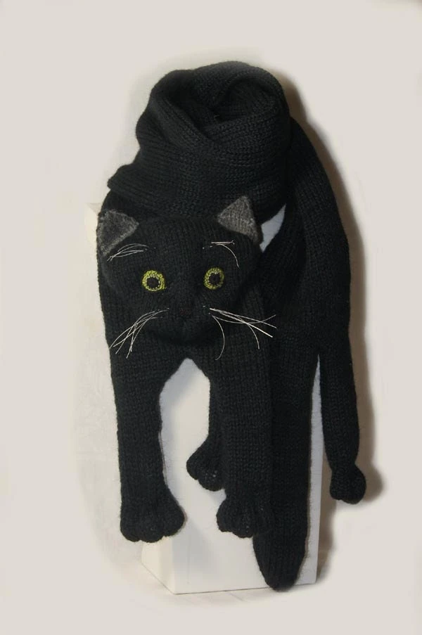 Black Cat Scarf Knitting Christmas Gift, Knitting Cat Scarf 6 Black Cat Scarf Knitting Christmas Gift, Knitting Cat Scarf - Image 4