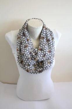 Bee Scarf Honey Bee Gifts For Girlfriend Save The Bees Queen Bee Infinity Scarf Animal Lover Gift Vegan Clothing Women Gift Christmas
