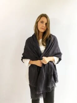 Dark Grey Oversized Scarf, Linen Shawl, Womens Shawl, Linen Wraps Shawl, Christmas, Extra Long Scarf, Grey Shawl, Grey Scarf, Gift For Her -Jewellery Soldes Boutique il fullxfull.1107300975 1grt