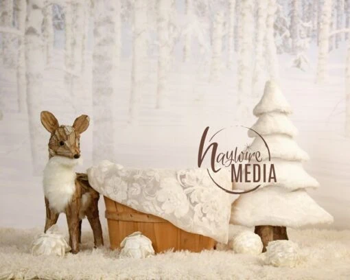 Newborn, Baby, Toddler, Child, White Winter Trees And Reindeer Photography Digital Backdrop Prop For Photographers - Christmas Portrait -Jewellery Soldes Boutique il fullxfull.1108755301 ivbx