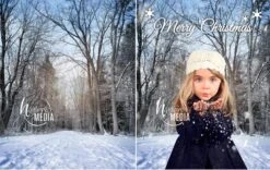 Winter Christmas Child, Adult, Family Outdoor Snow Trees Photography Digital Backdrop For Photographers In 2 Versions - Nature Portrait JPG