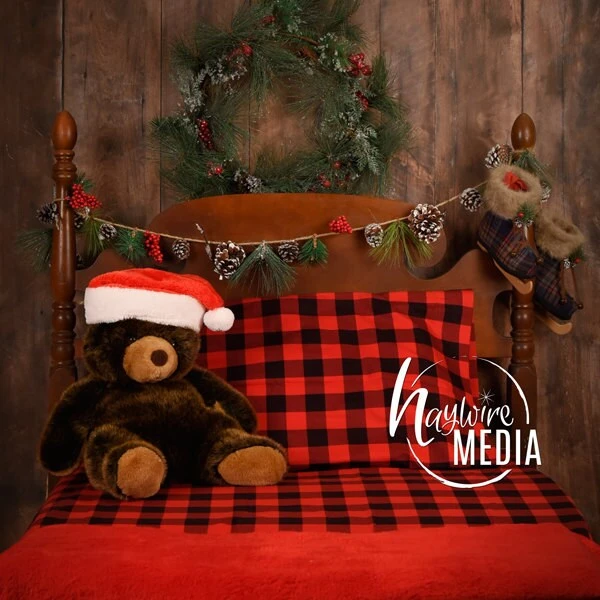 Newborn, Baby, Toddler, Child, Wooden Christmas Bed Background With Wreath - Photography Digital Backdrop Prop For Photographers - JPG 3 Newborn, Baby, Toddler, Child, Wooden Christmas Bed Background With Wreath - Photography Digital Backdrop Prop For Photographers - JPG