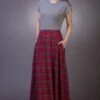 Red Plaid Skirt With Pockets. Long Tartan Skirt Women. Christmas Outfit Women Floor Length