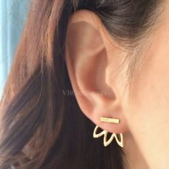 Double Sided Earrings - Silver Earrings - Silver Bar - Silver Leaves - Christmas Gift - Sister - Friend Gift -Jewellery Soldes Boutique il fullxfull.1165126372 a1up