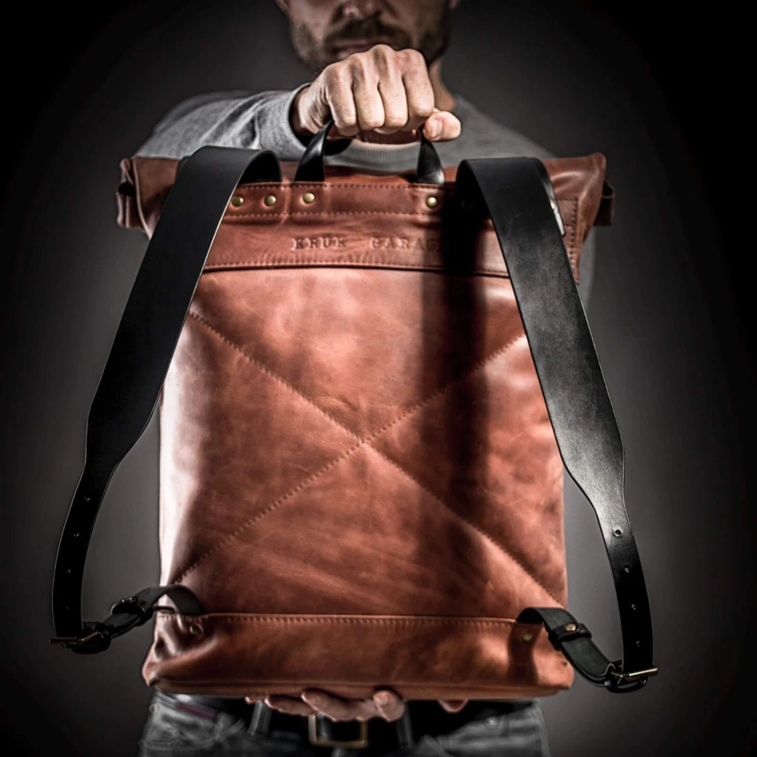Computer Backpack For Men Leather Roll Top Backpack Bag Leather Rucksack Christmas Gift 8 Computer Backpack For Men Leather Roll Top Backpack Bag Leather Rucksack Christmas Gift - Image 6