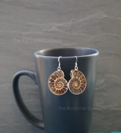 Ammonite Fossil Earring , Ammonite Earring, Sterling Silver Earring, Genuine Ammonite Fossil, Gift For Her, Christmas Gift