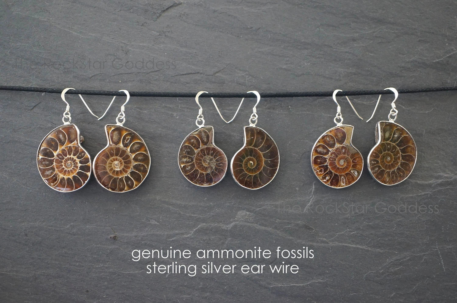 Ammonite Fossil Earring , Ammonite Earring, Sterling Silver Earring, Genuine Ammonite Fossil, Gift For Her, Christmas Gift 4 Ammonite Fossil Earring , Ammonite Earring, Sterling Silver Earring, Genuine Ammonite Fossil, Gift For Her, Christmas Gift - Image 2