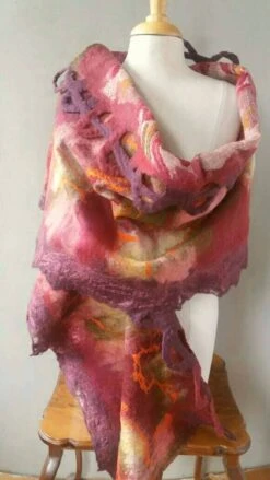 Felted Scarf, Hand Felted Scarf, Wool Shawl, Boho Pashmina, Wool Stole, Barn Wedding, Festival Wedding, Felt Art, Christmas Gift -Jewellery Soldes Boutique il fullxfull.1176088930 2v33
