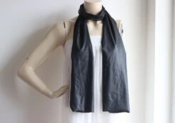 Black Leather Scarf -christmas Gift For Coworkers Women- Christmas Gift For Boyfriend And Husband- Birthday Gift For Mom And Wife Girlfriend