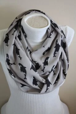 Killer Whale Scarf - Orca Whale Infinity Scarf Whale Shark Gift For Women Ocean Animals Unique Fashion Gifts For Friend Christmas Giftt Idea -Jewellery Soldes Boutique il fullxfull.1209230012 lvsj