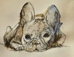 French Bulldog Art, Frenchie Painting, Watercolour Dog Picture, Original Artwork, Christmas Gift, Dog Lover, Owner, Pet Drawing, Nursery Art