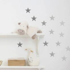 30 Large Silver Metallic Stars - Nursery Wall Decals/Wall Stickers, Wall Art, Vinyl, Wedding, Wallpaper Christmas Gift