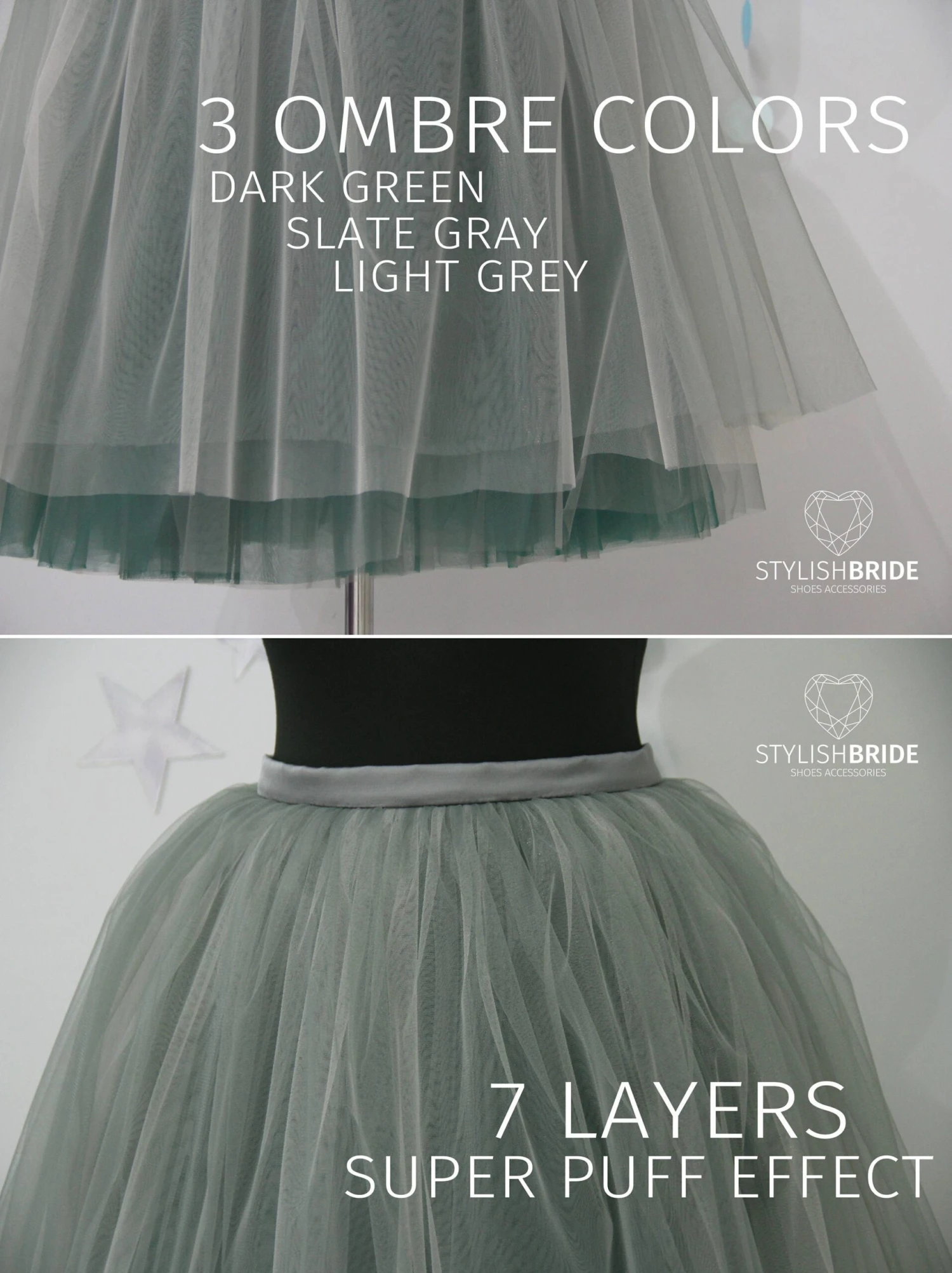 Storm Ombré Skirt Leaf Green 7 Layers Super Puff Exclusive Handmade Layers, Prom Dress Tulle Skirt, Tulle Skirt Christmas 4 Storm Ombré Skirt Leaf Green 7 Layers Super Puff Exclusive Handmade Layers, Prom Dress Tulle Skirt, Tulle Skirt Christmas - Image 2