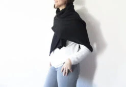 Cashmere Merino Wool Unisex Knit Scarf For Women Men, Black Outdoor Neck Warmer, Handmade Shawl Christmas Gift Idea -Jewellery Soldes Boutique il fullxfull.1262666244 king