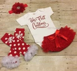 Baby Girls Christmas, Babys First Christmas Outfit, First Holiday Outfit, Free Personalization, Newborn Holiday Outfit, Baby Shower Gift -Jewellery Soldes Boutique il fullxfull.1271175901 d7ny
