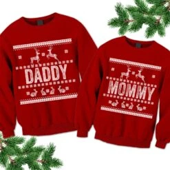 Christmas Matching Sweaters. Daddy Mommy Sweatshirts. Unisex Sweaters. Ugly Family Sweatshirt. Tacky Christmas Sweater. Baby Shower Present.