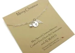 Christmas Memorial Gifts, Sterling Silver Remembrance Necklace, Angel Wing Necklace In Sterling Silver, Christmas Memorial Personalized