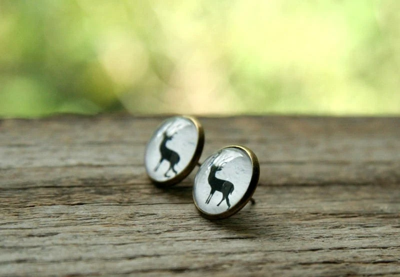 Reindeer Earrings, Reindeer On Snow, Reindeer Studs, Winter Earrings, Christmas Earrings, Christmas Reindeer, Scandinavian Earrings 6 Reindeer Earrings, Reindeer On Snow, Reindeer Studs, Winter Earrings, Christmas Earrings, Christmas Reindeer, Scandinavian Earrings - Image 4