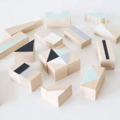 Wooden Blocks In Mint & Monochrome Colours Packed In Cotton Bag - Building Blocks - Gift Kids - First Birthday Gift - Christmas Baby Gift -Jewellery Soldes Boutique il fullxfull.1302521549 2efy