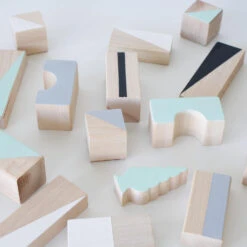 Wooden Blocks In Mint & Monochrome Colours Packed In Cotton Bag - Building Blocks - Gift Kids - First Birthday Gift - Christmas Baby Gift -Jewellery Soldes Boutique il fullxfull.1302532691 2pkw