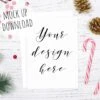 Christmas Card Mockup Photo, Christmas Styled Stock Photography, Christmas Invitation Mock Up Image, Card Mockup Styled With Candy Canes