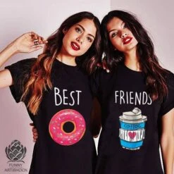 Best Friends Shirts, Besties, BFF, Food Lovers, Food Shirts, Coffee And Donut T-shirts, Friends T-shirt Gift, Christmas Gift