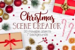 Christmas Scene Creator, Winter Movable Mockup, Christmas Mockup Creator, Card Mock Ups, Custom Scene, Christmas Flat Lay Stock Photos