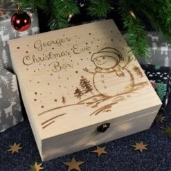 Engraved Christmas Eve Box - Bespoke Personalised Wooden Christmas Box For Children, Ready To Fill With Gifts - 3 Sizes - Snowy Xmas Scene -Jewellery Soldes Boutique il fullxfull.1332797860 fwie