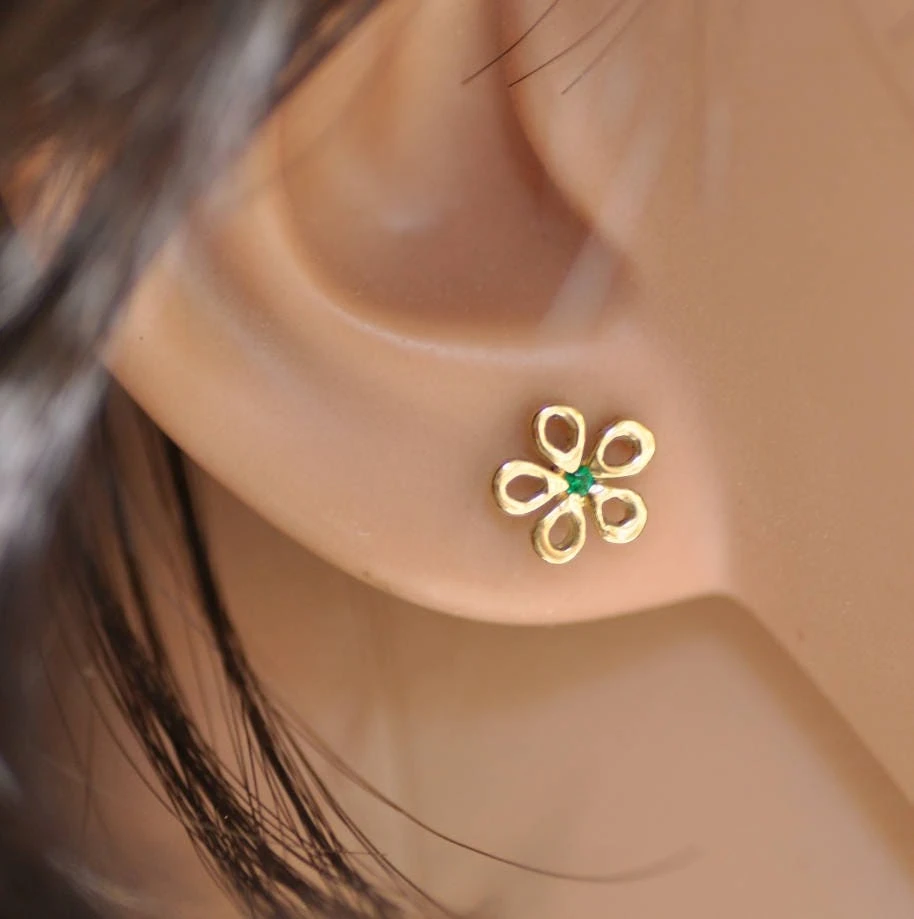 14k Gold Earrings, Dangle Solid Gold Earrings, Gold Earrings Gift For Mom, Christmas Gift Idea, Dainty Flower Earring, Everyday Earrings 8 14k Gold Earrings, Dangle Solid Gold Earrings, Gold Earrings Gift For Mom, Christmas Gift Idea, Dainty Flower Earring, Everyday Earrings - Image 6